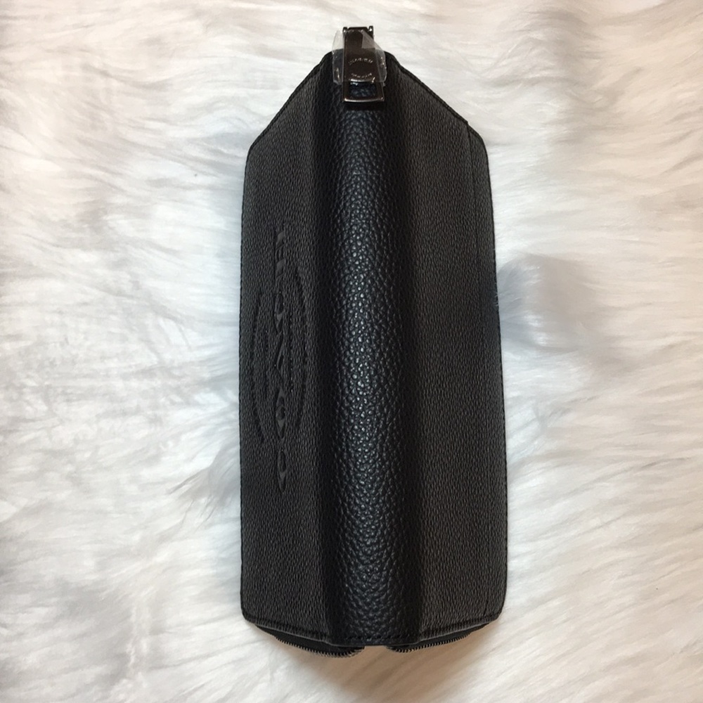 COACH Accordion Wallet 💙 Black Smooth Leather NWT - Picture 4 of 8